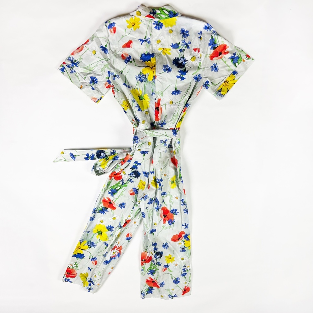 Lela Rose White Floral Jumpsuit with Red, Yellow & Blue Print - Picture 3 of 3
